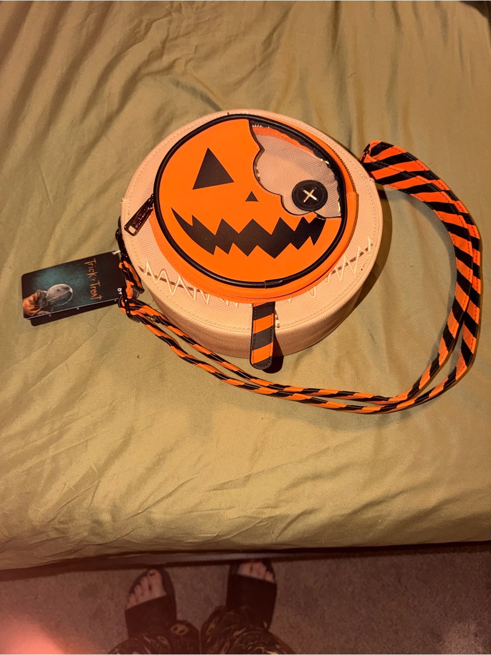 Halloween Jack-O'-Lantern Crossbody Bag - Orange & Black